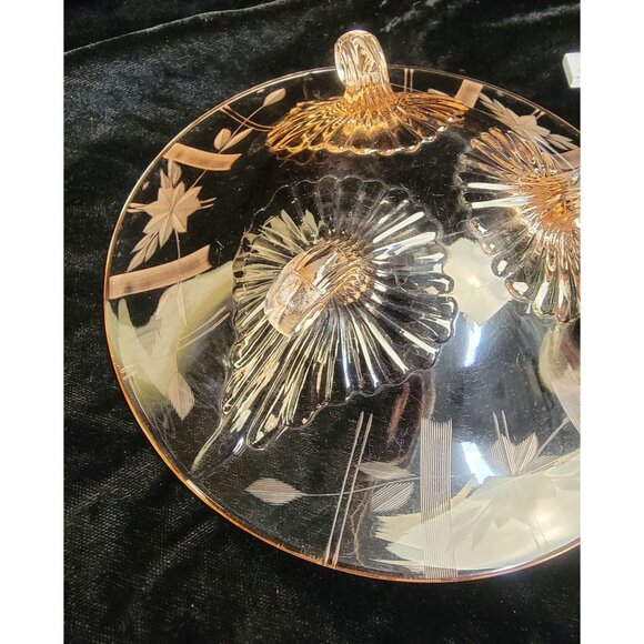 Antique 1930's Depression Glass Footed Bowl, Pink - Picture 8 of 14